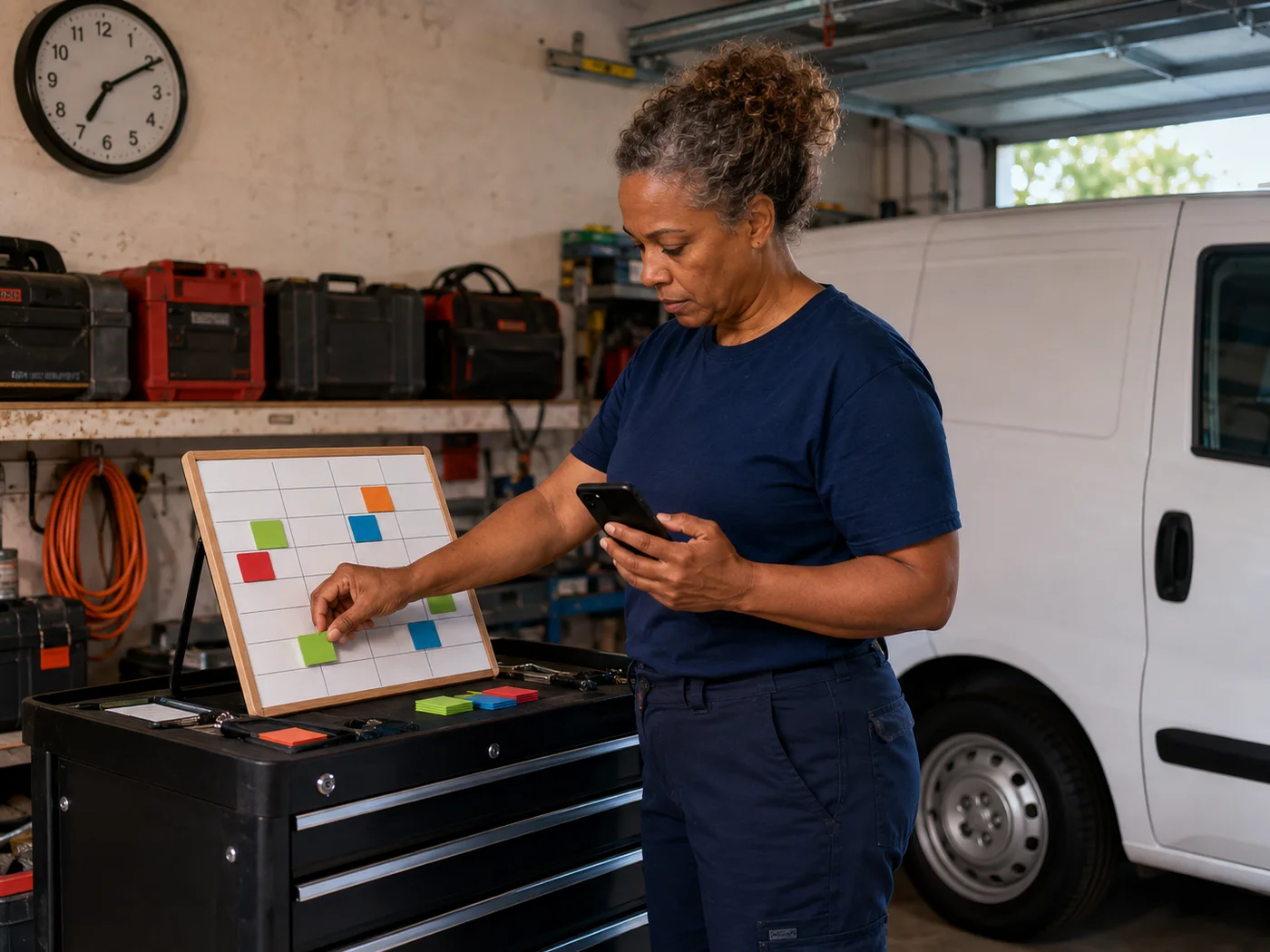 A solo contractor using job scheduling software
