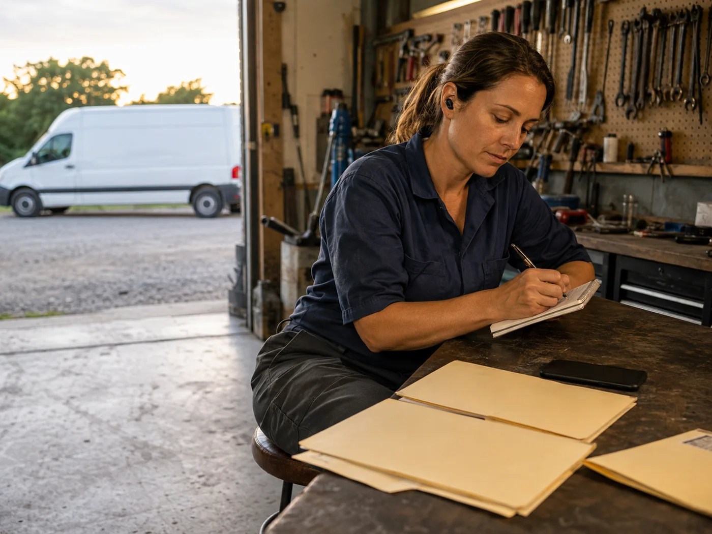A solo contractor reviewing ai business assistant