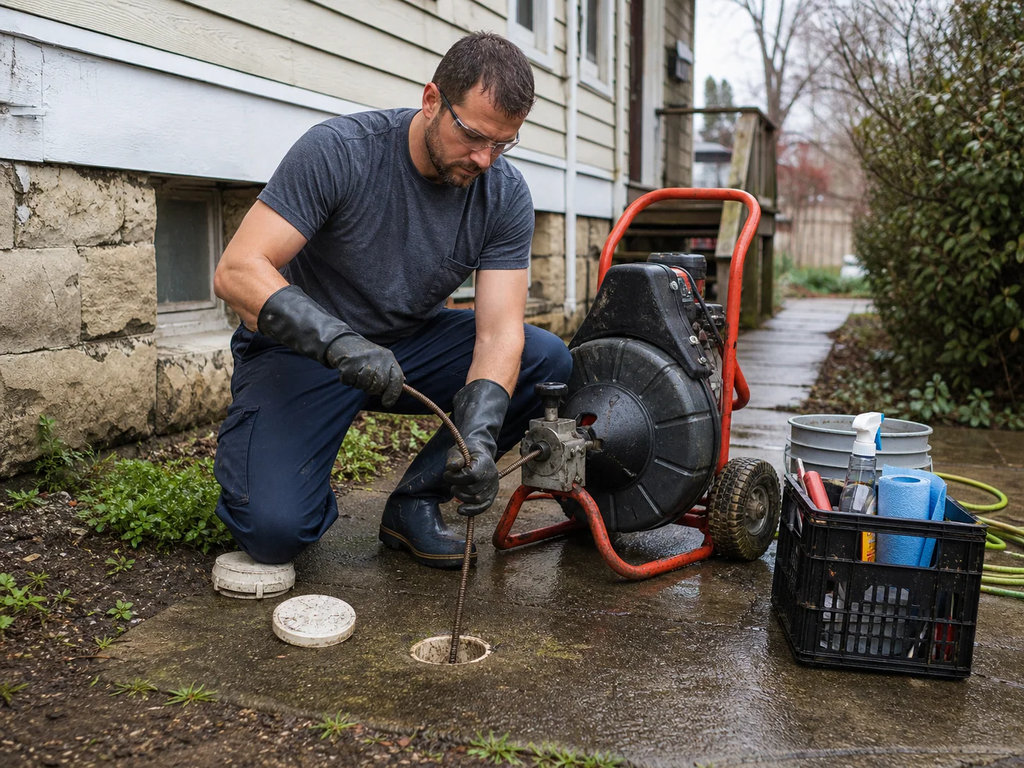 A drain, sewer or septic owner at work