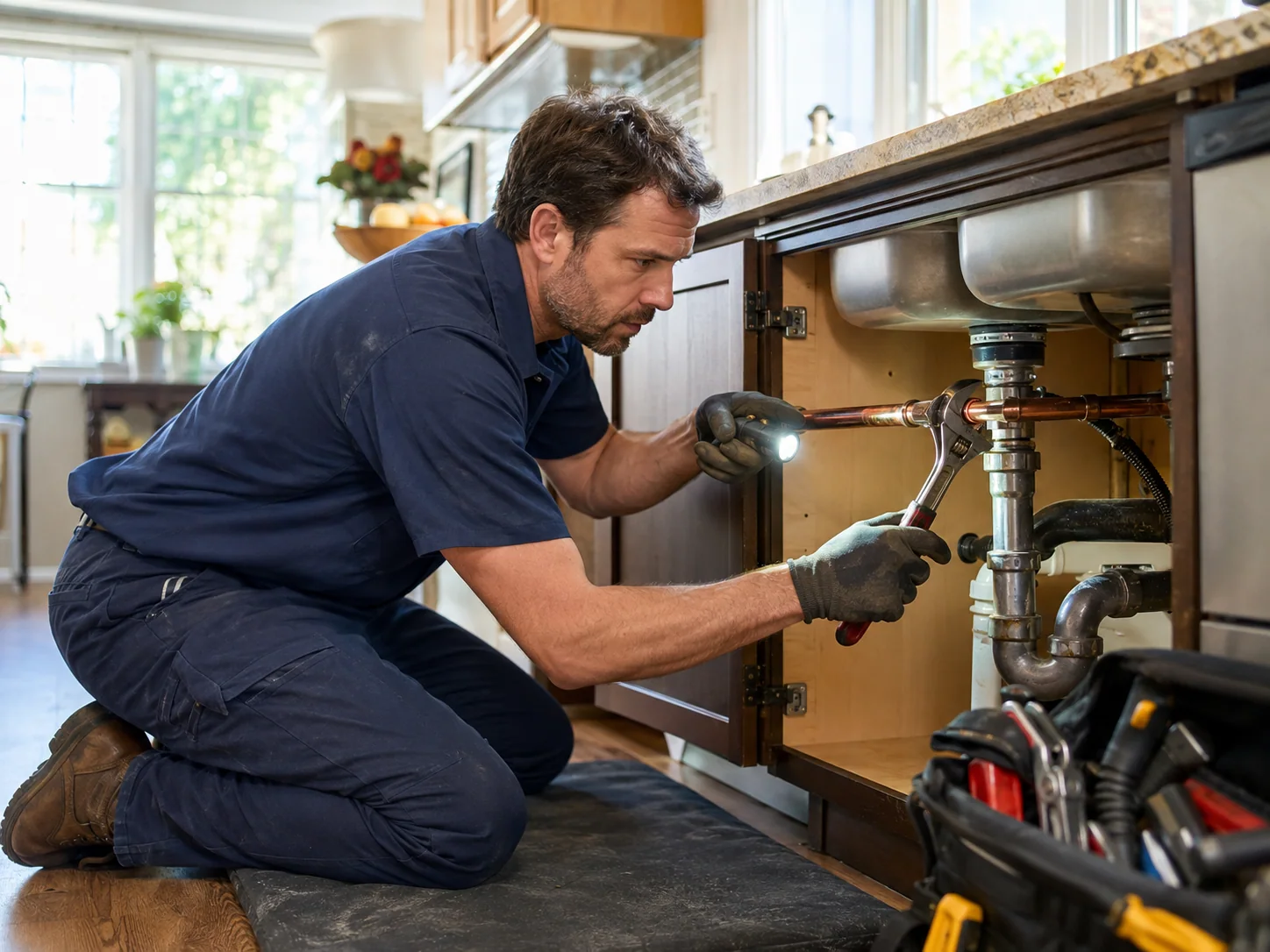 A plumber at work